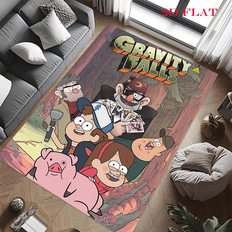 Cute Gravity Falls Carpet Rug for Living Room Bedroom Home Sofa Decoration,Kids play Nonslip Floor Mat