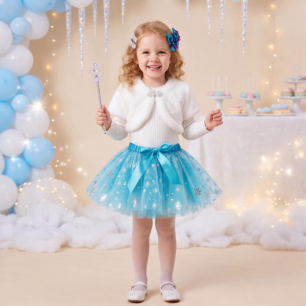 Girl's Tulle Skirt with and Star Moon Pattern
