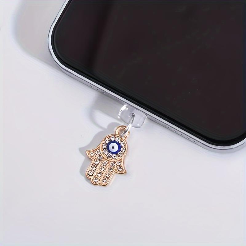 

Заглушка от пыли для мобильного телефона, сплав, стразы, подвеска в виде ладони, глаза дьявола, цветка, украшения для мобильного телефона For Type-C