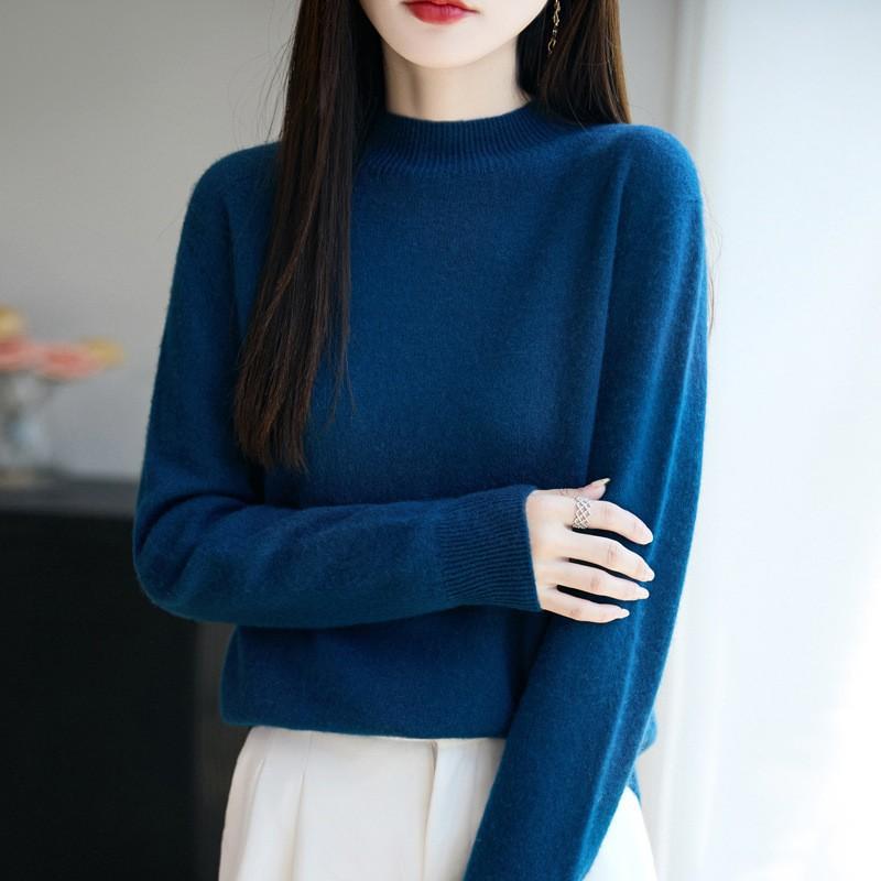 

Вязаный свитер с полувысоким воротником, женский пуловер, новый осенне-зимний свободный базовый слой, теплый базовый слой XXL