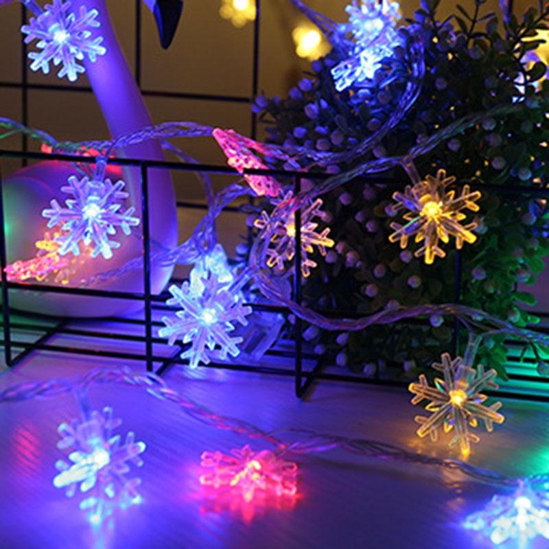 3M/6M LED Garland Snowflakes String Fairy Lights Battery Powered Hanging Ornaments Christmas Tree Pa
