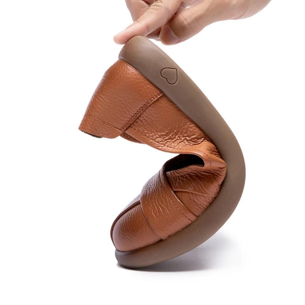 Woman Classic Leisure Moccasins Solid Black Shoes Women Ballet Flat Genuine Leather Slip-on Loafers