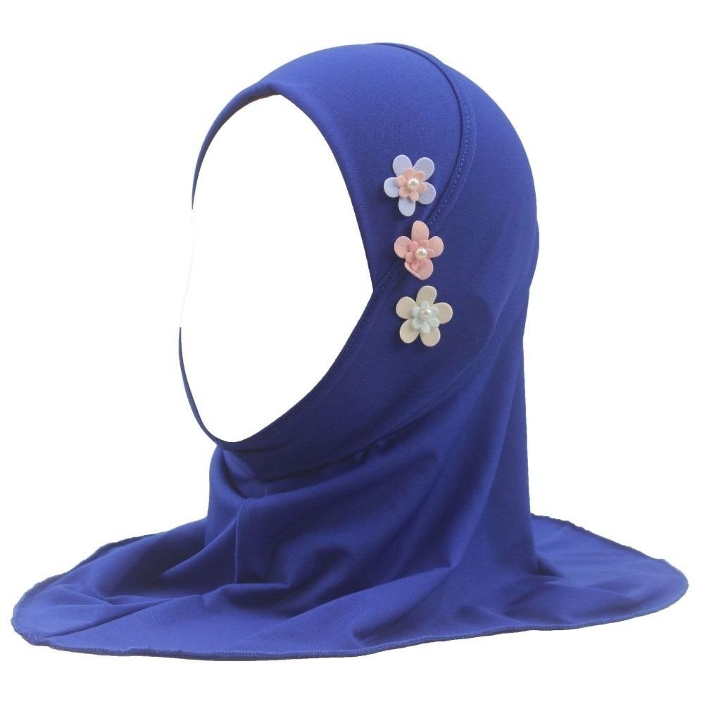 with Floral Ornament Crystal Linen Headscarf Soft Head Cover Beautiful Head Wrap Turban Children