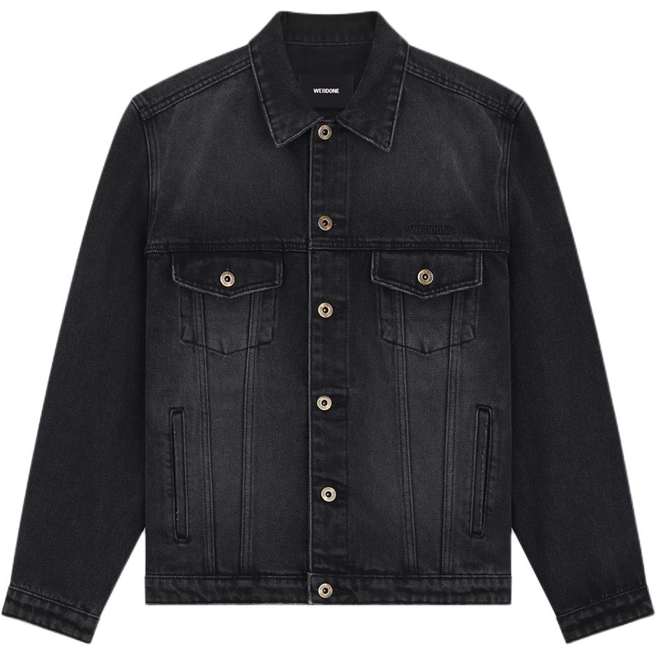 WE11DONE Single Button Long Sleeve Pocket Denim Jacket Women Jackets Black WD-DJ2-24-348-W-BK
