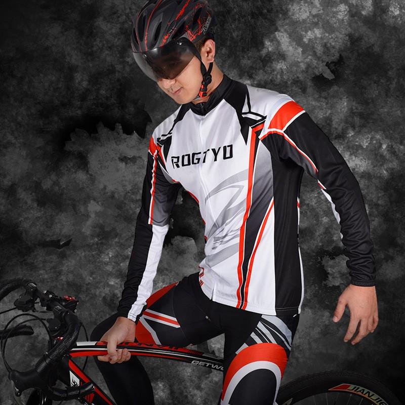 Mens Long Sleeve Cycling Jersey Shorts Set Quick Dry Breathable Mountain Road Bike Apparel