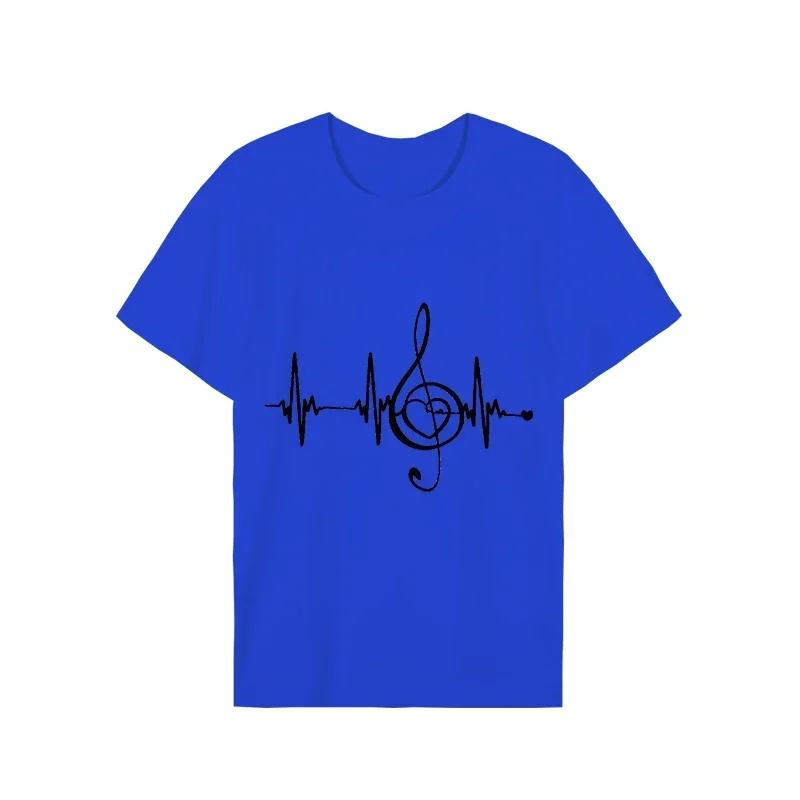 Herren Schwarze Hemden Kurzarm T-Shirts Übergroße Sommeroberteile Musiknote Herzschlag Lustige T-Shirts für Männer Design Musik T-Shirt Oberteile