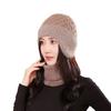 Winter hat female rabbit fur knitted hat ear protector wool hat velvet cotton hat
