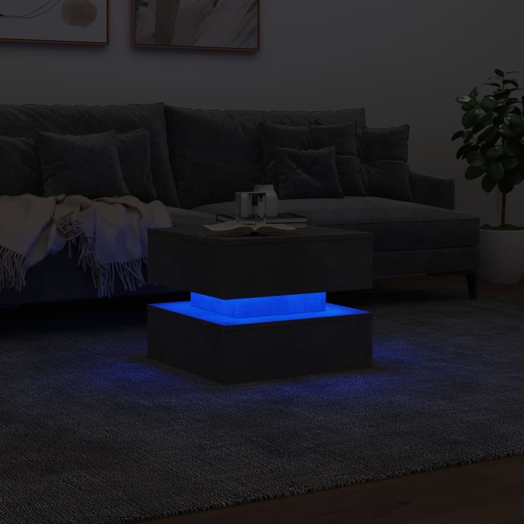 LED Coffee Table in Concrete Grey 50 x 50 x 40 cm
