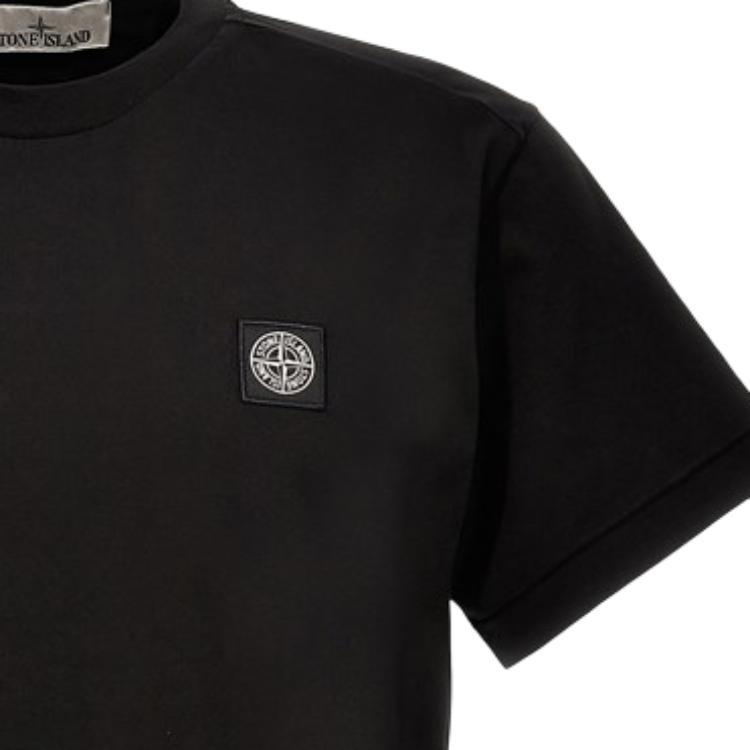 STONE ISLAND Ss25 Solid Color Logo Patch Crew Neck Cotton Short Sleeve T-Shirt Men Tops K1S152100039S0013-V0029