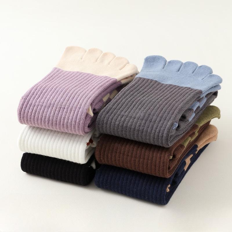 Chaussettes de Yoga à Cinq Doigts, Chaussettes Minceur Mollet Jambe Anti-dérapantes pour Femmes, Sports et Fitness Course Pilates Chaussettes Longues