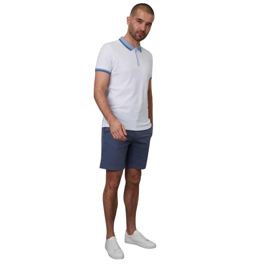 Threadbare Mens Denim Look Denim Look Slim Short-Sleeved Polo Shirt