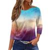 Women's Fashion Casual Round Neck 3/4 Sleeve Loose  Printed T,Shirt Ladies Top
