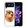 Cute Cartoon Capybara Phone Case For Samsung Z Flip 7 6 5G Galaxy Z Flip4 Z Flip5 Z Flip3 Coque Black Hard PC Shell Protective C