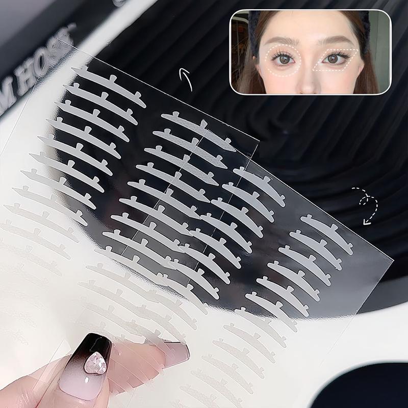 Double Eyelid Tape Sticker With Auxiliary Tool Invisible Fold Eyelid Paste Clear Beige Stripe Self-Adhesive Natural Eye Makeup