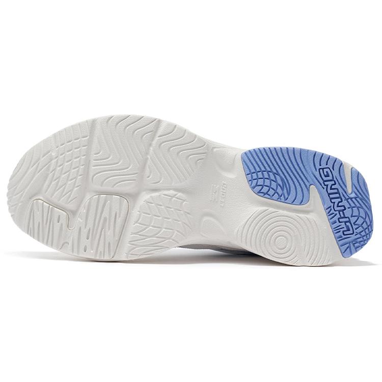 Li Ning Cushioning Slip Resistant Abrasion Resistant Low top Running Shoes Women's White Blue ARLS008-2