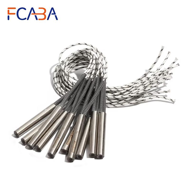 FCABA 5PCS 8mm 140~160mm 316 Stainless Steel Single Head Dual Heating Tube Cartridge Heater Cylindrical 450W/470W/500W/520W