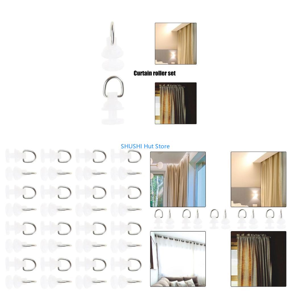 100 Stück Vorhangschienen-Zubehör Gleiter Vorhangschienen-Läufer Rollen Haken D57B