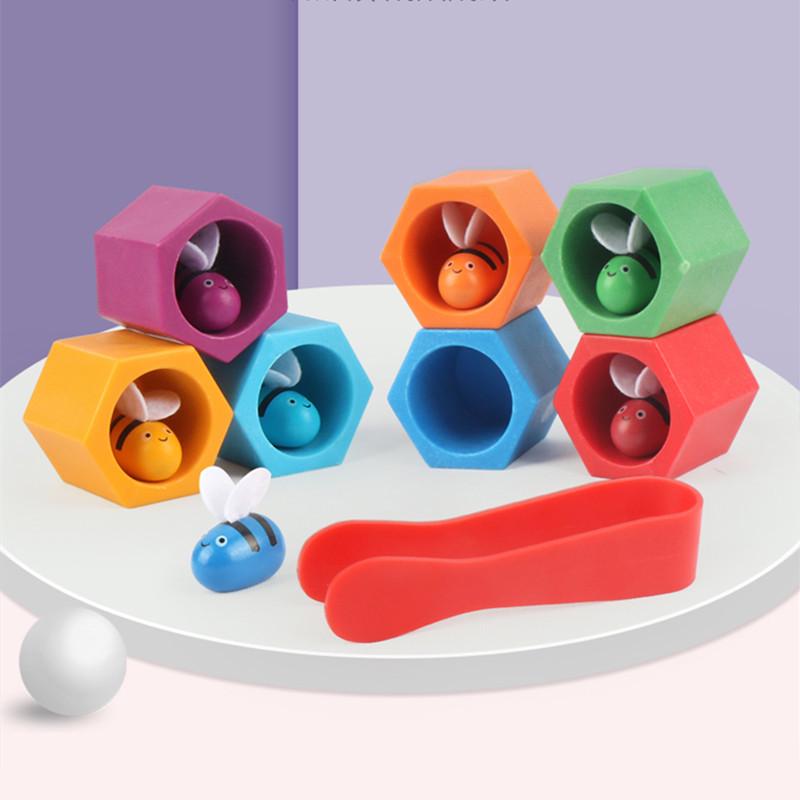 Early Childhood Wooden Bee Catching Game: Color Recognition & Role Play Toy for Kindergarten