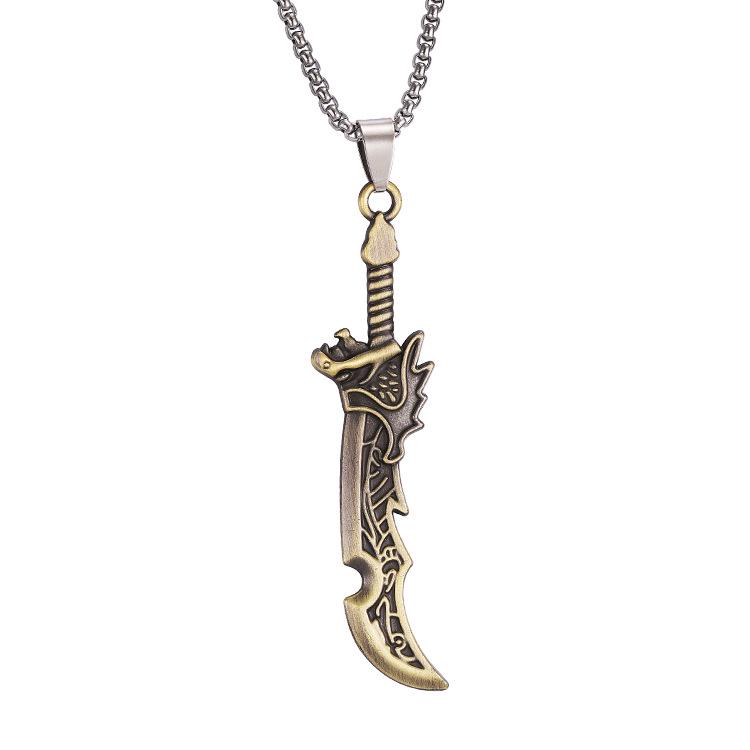 Titanium Steel Broadsword Necklace: Men's Hip-Hop Sword Pendant Jewelry, New Release.