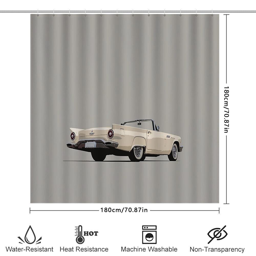 Vintage Ford Thunderbird Auto Duschvorhang Retro Automobil Klassisches Auto Badezimmer Dekor Wasserdicht Oldtimer Liebhaber Geschenk