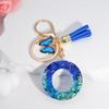 26 English Alphabet Letter Tassels Keychain Crystal Acrylic Butterfly Pendent Key Chain Women Gift Fashion Jewelry Accessories
