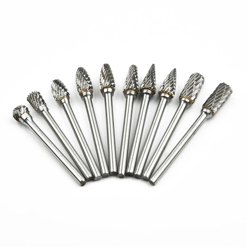 1/8 Inch Handle Cut Tungsten Steel Carbide Rotary Burr Die Grinder Shank Bit 10x