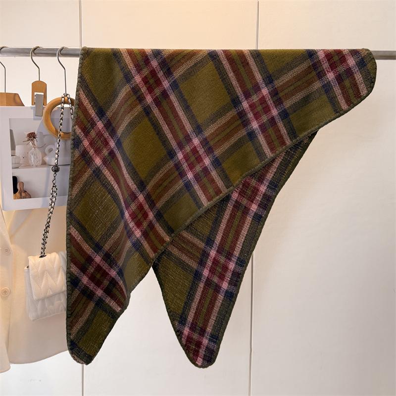 Plaid scarf women's triangle scarf scarf fashionable warm light luxury versatile commuter imitation cashmere autumn and winter new shawl
