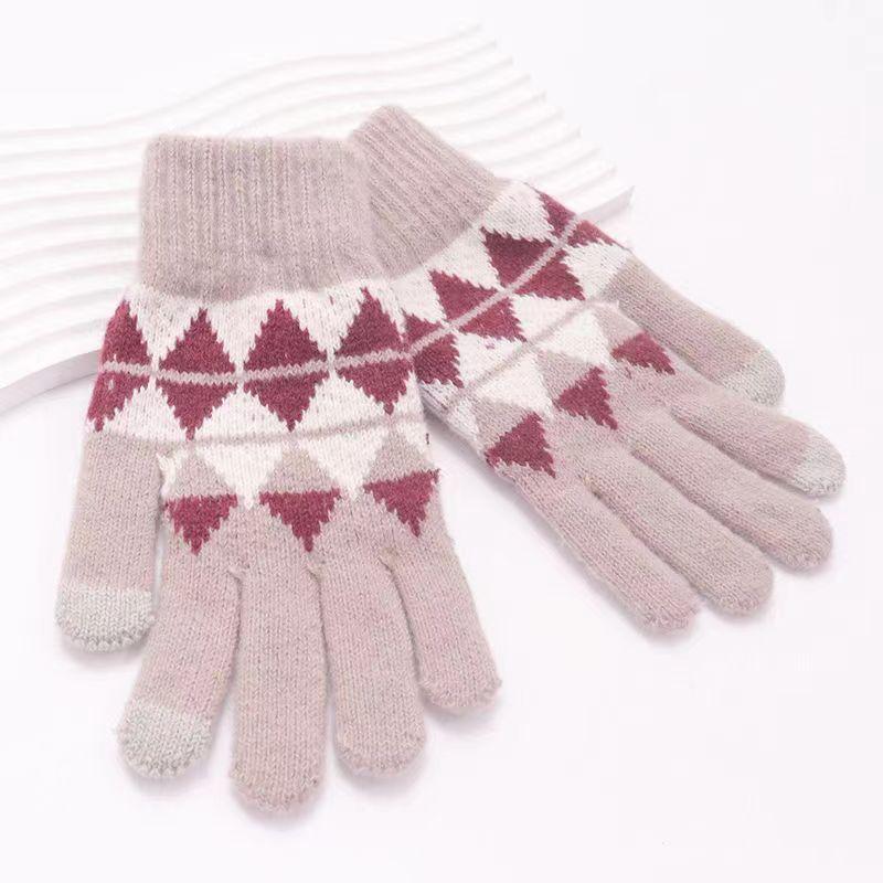 

Зимние новые теплые нескользящие утолщенные шерстяные перчатки вязаные модные жаккардовые перчатки удобные, повседневные и универсальные average size