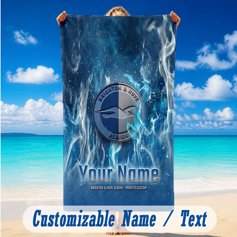 Beach Towel Custom Name Text, Quick Dry Large Towel For Beach HomeBrighton & Hove Albion Football