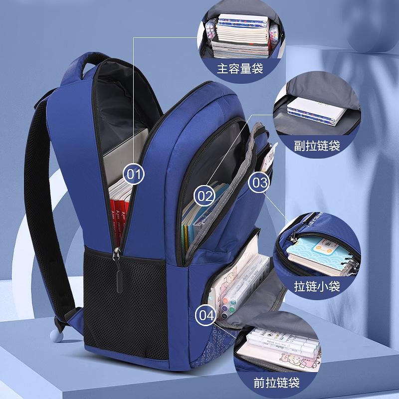 New primary school schoolbag, male light casual children's schoolbag multi-compartment student bag