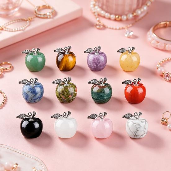 DIY Necklace Pendant Fruit Shape Natural Faux Crystal Pendant with Electroplated Silver Leaf Buckle 20mm Mini Ornament