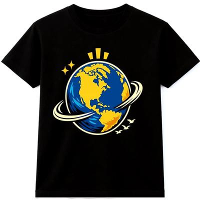 Planet Erde T-Shirt Globus Weltkarte Weltraum Grafik-T-Shirt Reise Entdecker Oberteil