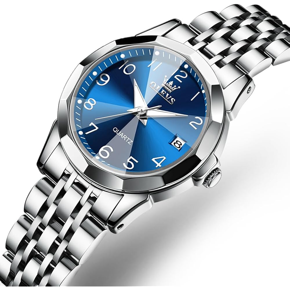 OLEVS Women's Classic Quartz Watch Japanese Made Stainless Steel Band Luminous Waterproof Business Watch