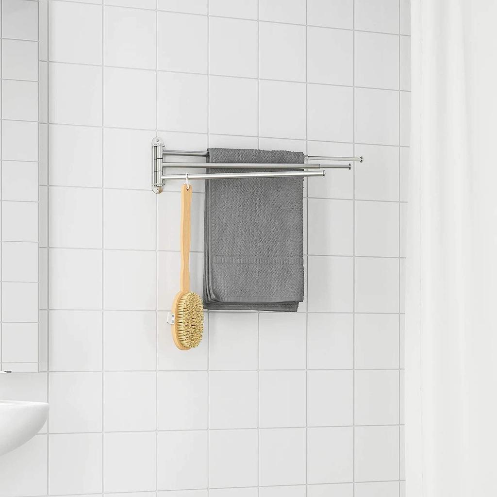 IKEA BROGRUND: Towel Holder with 3 Bars, Stainless Steel (404.267.08)