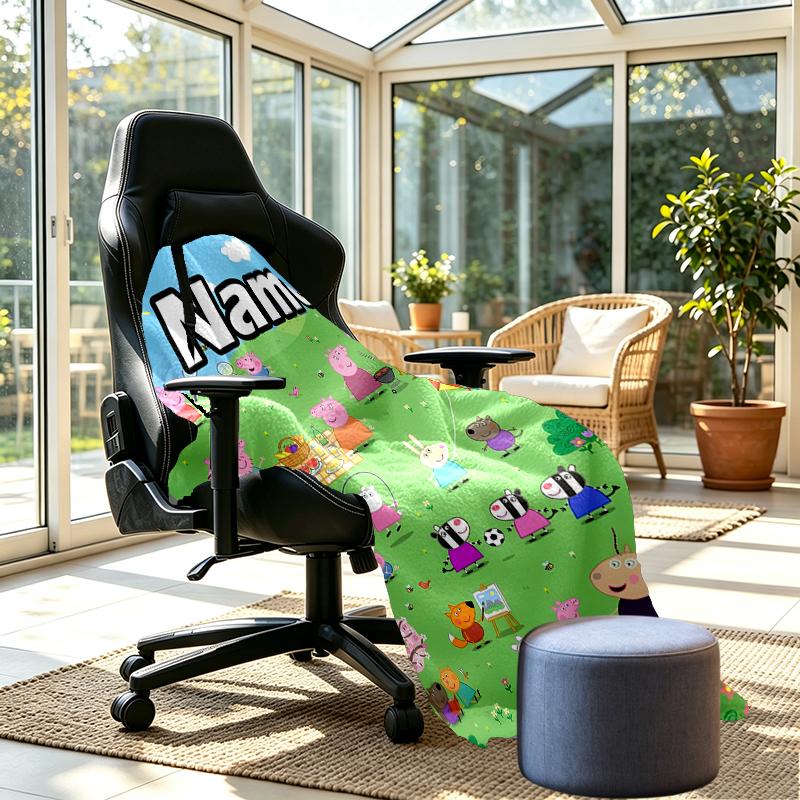 Custom Name Personalized Pink Pig Print Blankets, Home Decor, Bedroom, Sofa, Camping, Couch, Gifts for Birthday Christmas