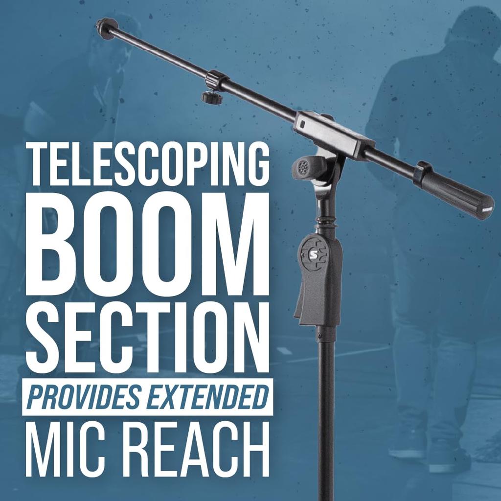 Shure by Gator Deluxe Microphone Boom Tripod with Pistol Grip Holder Stand, Type, Clutch, SH-TRIPODSTANDTBMDX [Cable Included]
