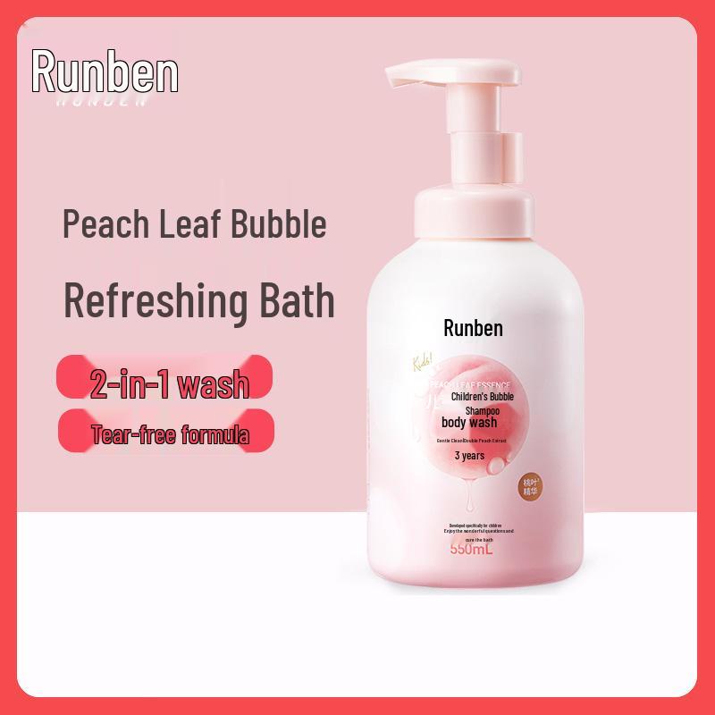 

Runben 2-в-1 Детская пена для ванны и шампунь с экстрактом листьев персика