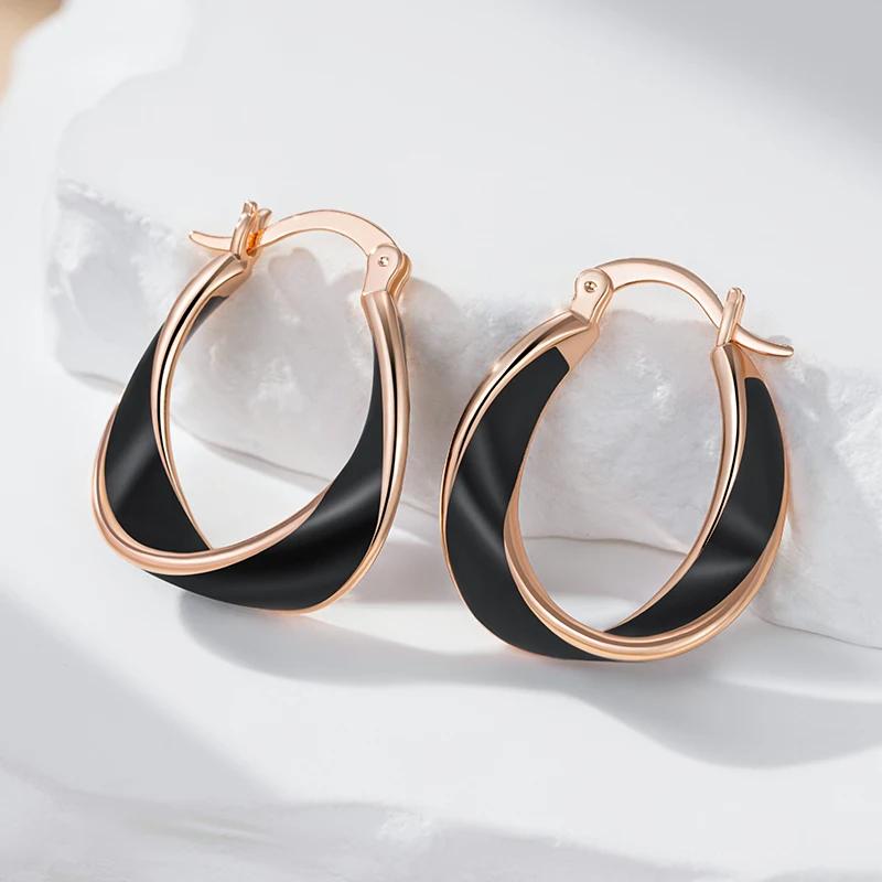 Σκουλαρίκια Mobius Strip με χρυσό κλιπ για γυναίκες Μαύρο Λευκό Κόκκινο Πράσινο Σμάλτο Αξεσουάρ μόδας Κοσμήματα