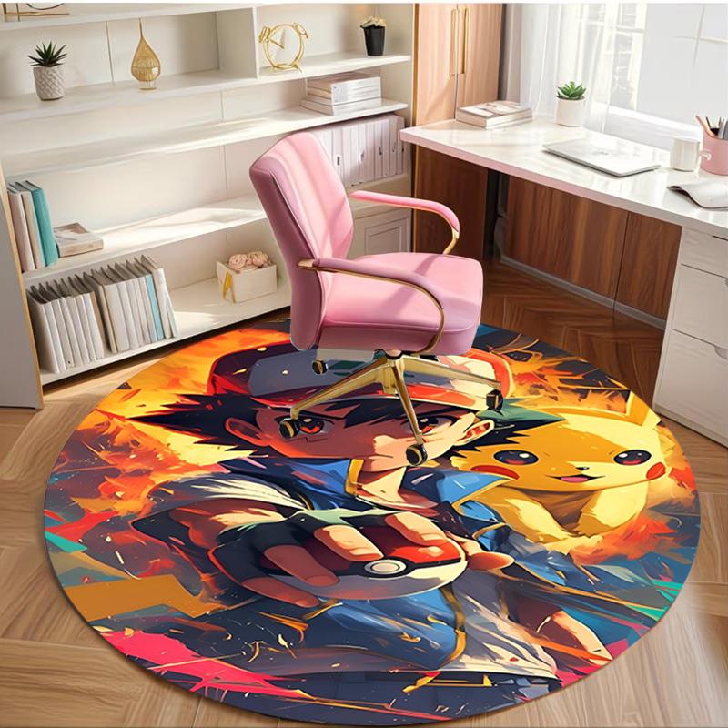 Pokemon Print Round Rug, Washable Floor Carpet, For Entryway Dorm Laundry Room Office Study, Home Decor Birthday Christmas Gift