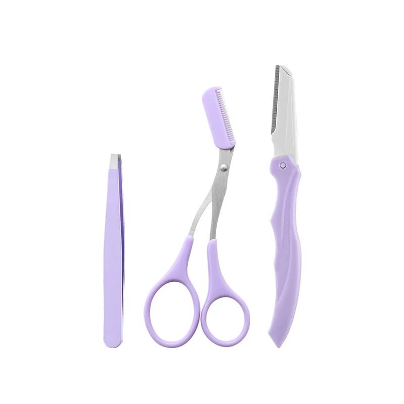 

Ніж для підстригання брів Бритва для брів для жінок Професійні ножиці для брів із гребінцем Тример для брів Скребок Аксесуари