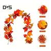 175CM Artificial Maple Leaf Garland Home Garden Indoor Outdoor Hanging Faux Plant Leaves Vine Halloween Fall Harvest Festival Decoration