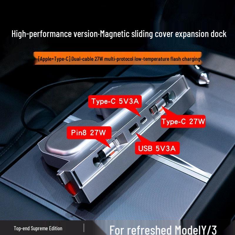 

Tesla Model Y/3 Center Console Expansion Dock & Charging Hub Adapter Center Console Expansion Dock [Huawei + Huawei]