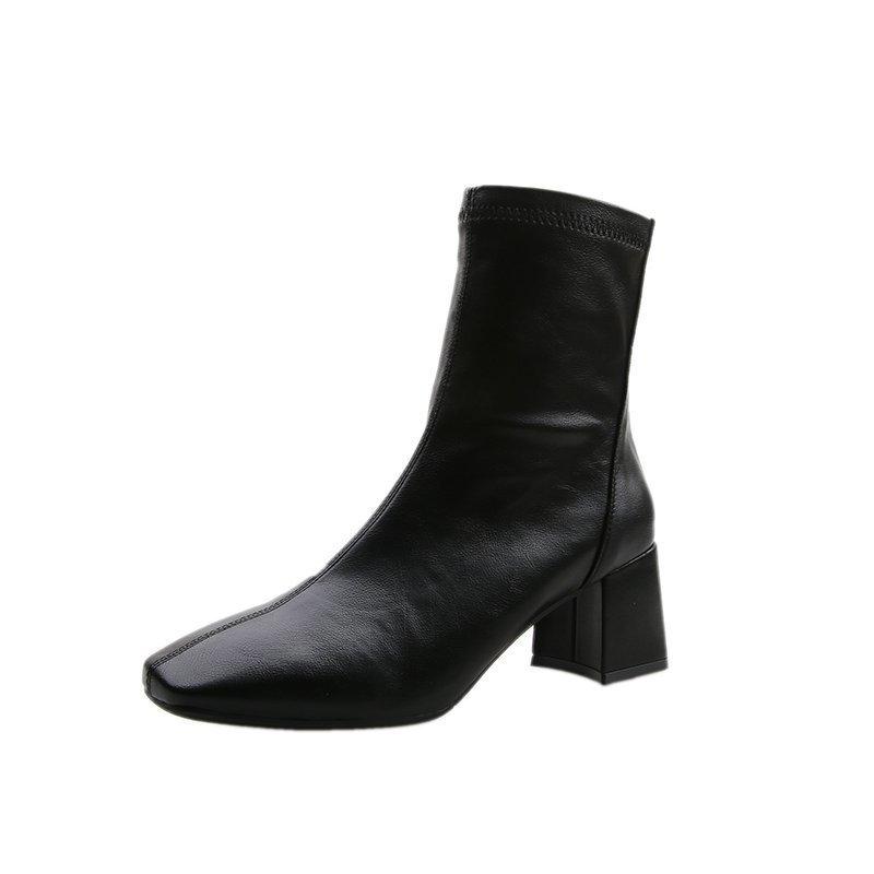 Short boots for women with British style 2026 autumn and winter new style square toe and back zipper short boots for women