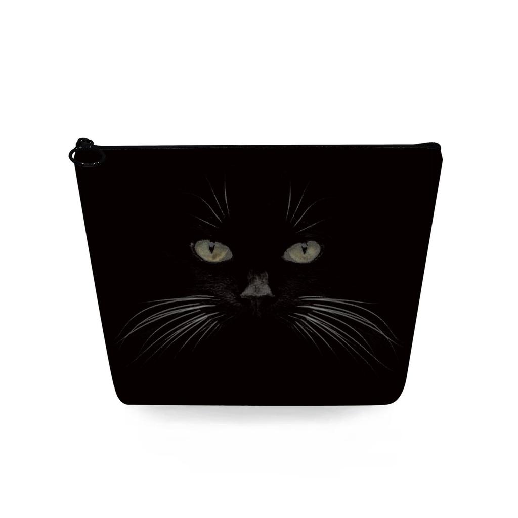 Women Black Cat Print Cosmetic Bag Toiletries Organize Travel Storage Case 6740 KTB