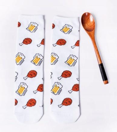 Socks White Chicken Socks Beer Beer Funny Patterns Gift