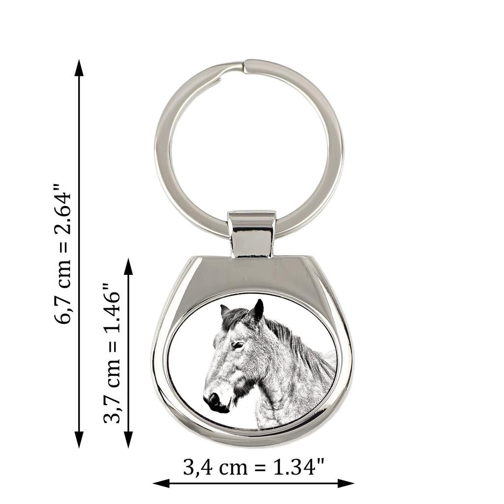Ardennes Horse - Keychain with a Horse, Keychain with a Print, Personalized Pendant from the Art-Dog Brand