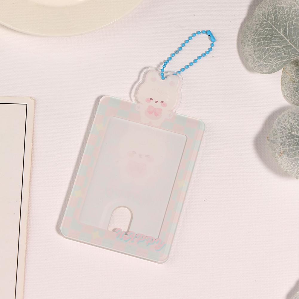 Kawaii Bear Baby Blue Photocard Holder Credit Id Bank Card Photo Display Holder Bus Card Protective Case Pendant