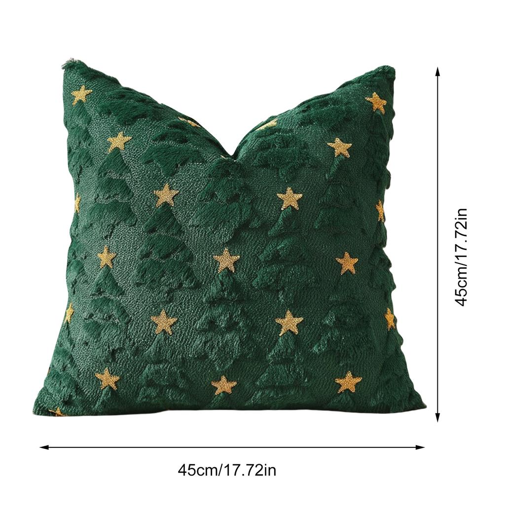 Christmas Tree Soft Plush Pillowcase Embroidery 45x45cm Accent Pillowcase Couch Cushion Case for Sofa Bed Living Room Home Decor