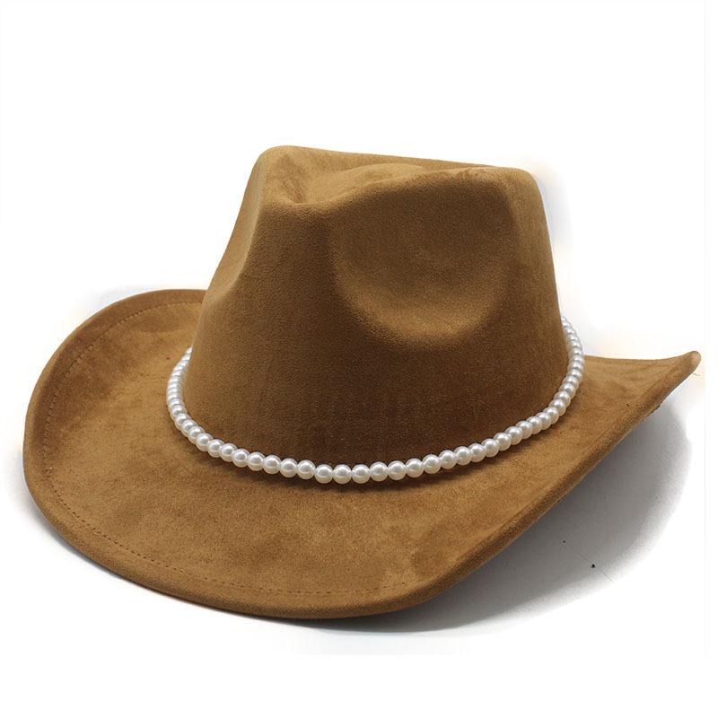 Vintage Pearl Western Cowboy Hat Men And Women, Tibetan Suede Jazz Hat, Top Hat