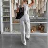1116 European and American New Textured Knitted Short-sleeved Top Wide-leg Trousers Elastic Mid-waist Solid Color Casual Suit
